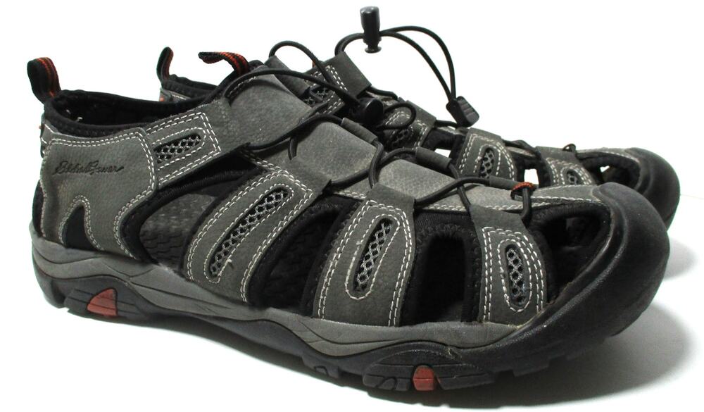Eddie Bauer Men's Gray Leather Sport Hiking Sandals Size 12